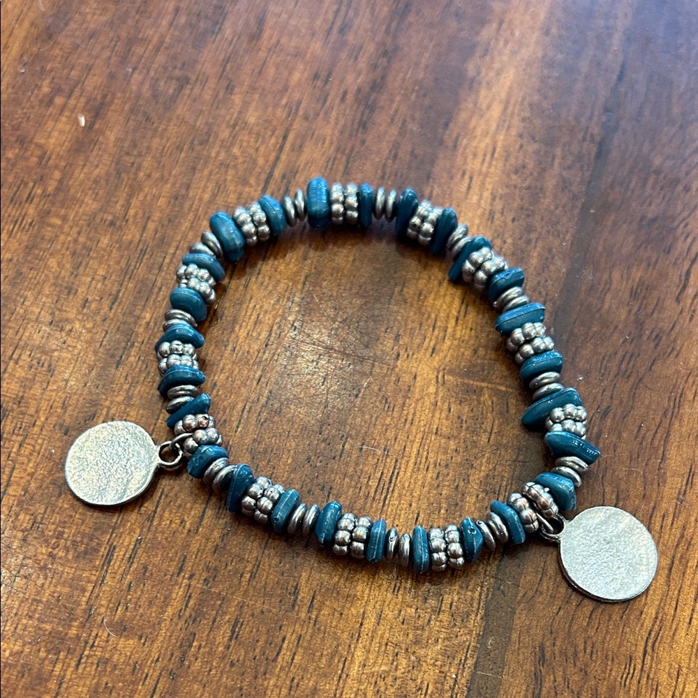 Bohemian Blue and Silver with Charms Festival Bracelet